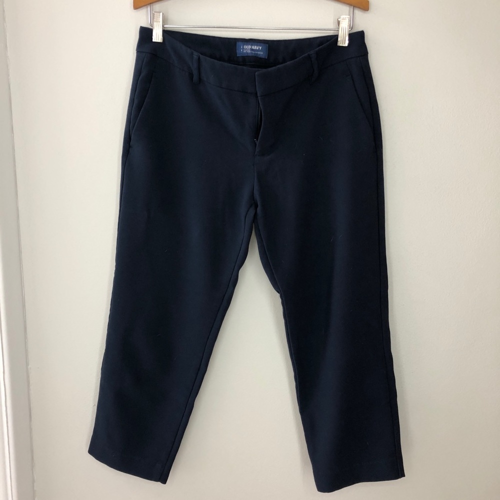 Navy Blue Cropped Dress Pants